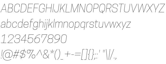 Преглед на шрифта CooperHewitt-ThinItalic