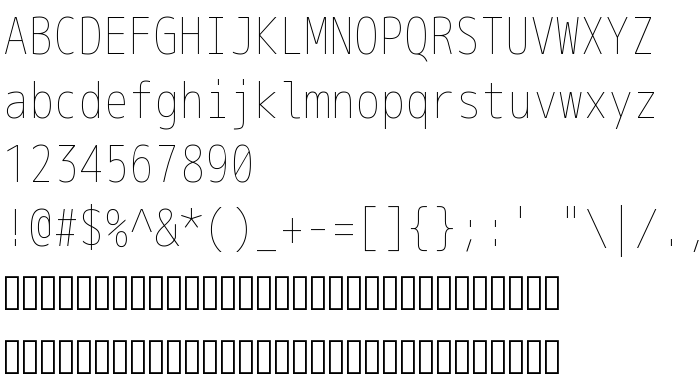 Преглед на шрифта M+ 1m thin