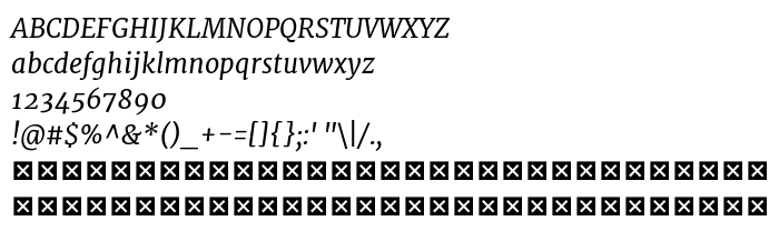 Преглед на шрифта Merriweather Italic