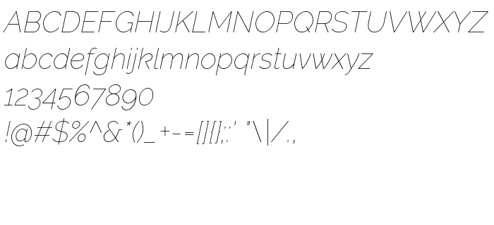 Преглед на шрифта Raleway Thin Italic
