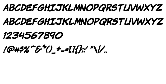 Преглед на шрифта Komika Hand Bold Italic
