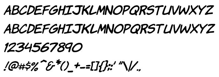 Преглед на шрифта Komika Hand Italic