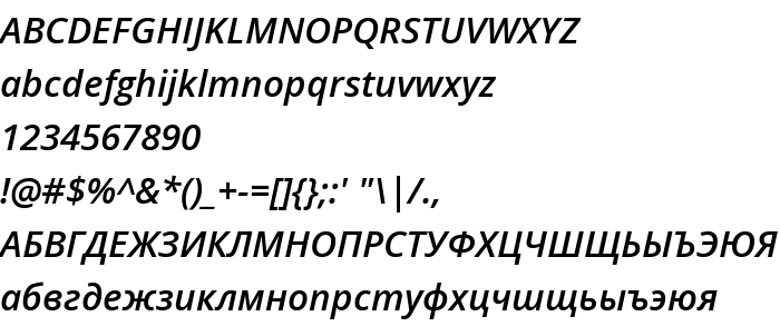 Преглед на шрифта Open Sans Semibold Italic