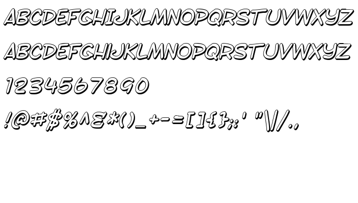 Преглед на шрифта SF Toontime Shaded Italic