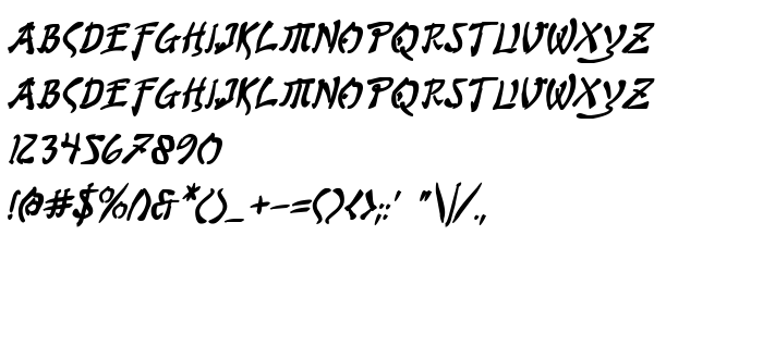 Преглед на шрифта Bushido Bold Italic